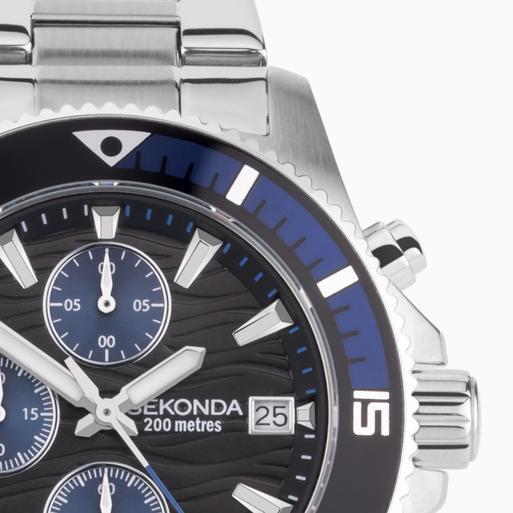 Sekonda men's chronograph stainless steel bracelet watch outlet
